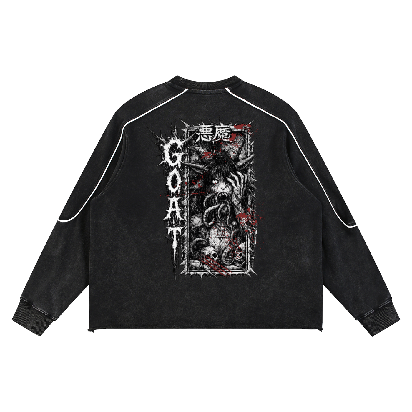 Mineral Wash Piping Raw Hem Sweatshirt