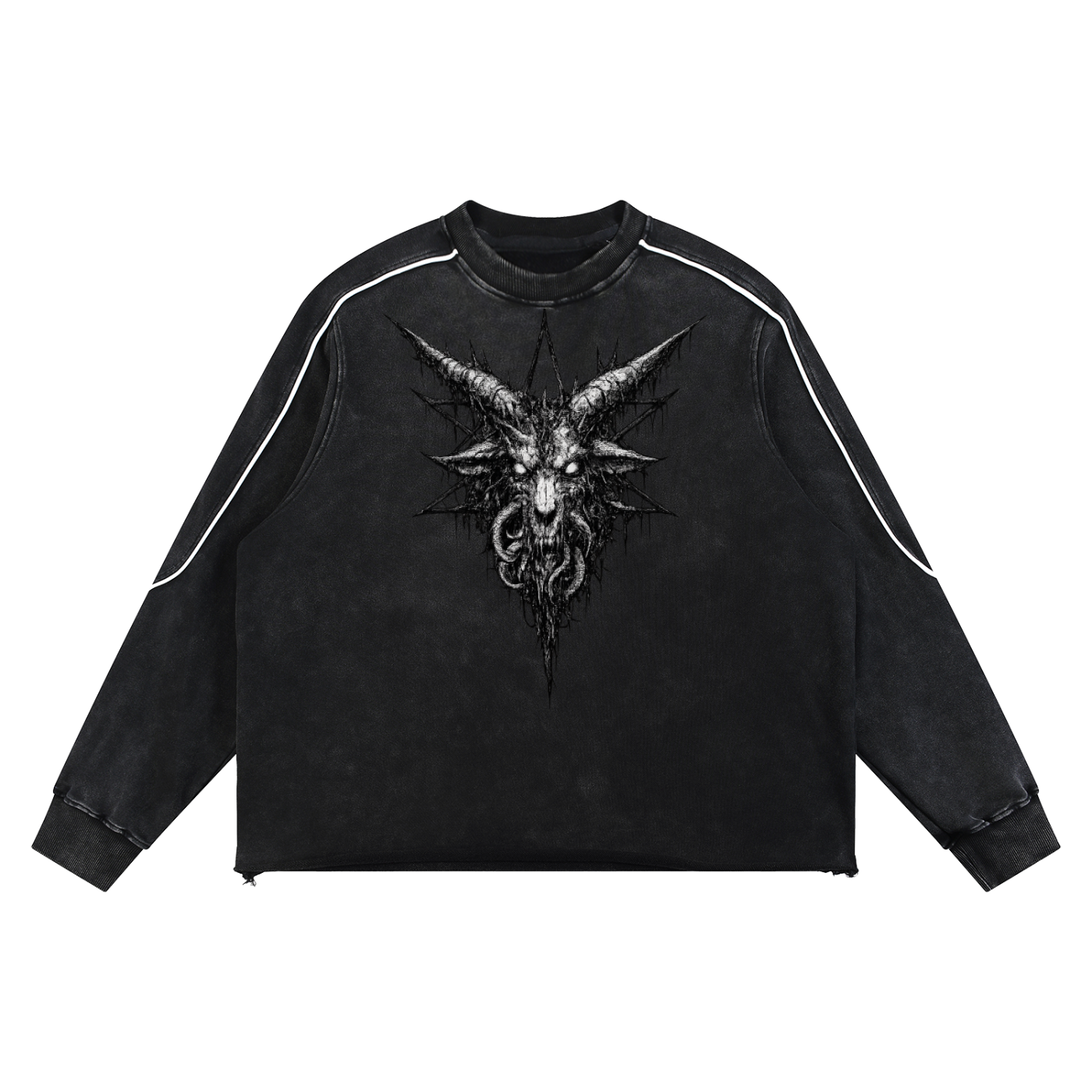 Mineral Wash Piping Raw Hem Sweatshirt
