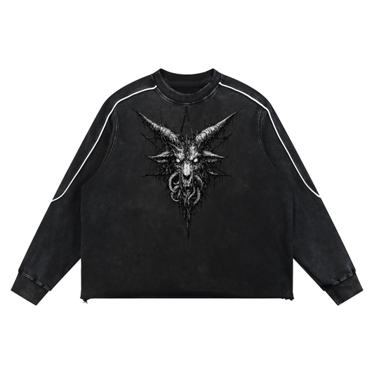 Mineral Wash Piping Raw Hem Sweatshirt